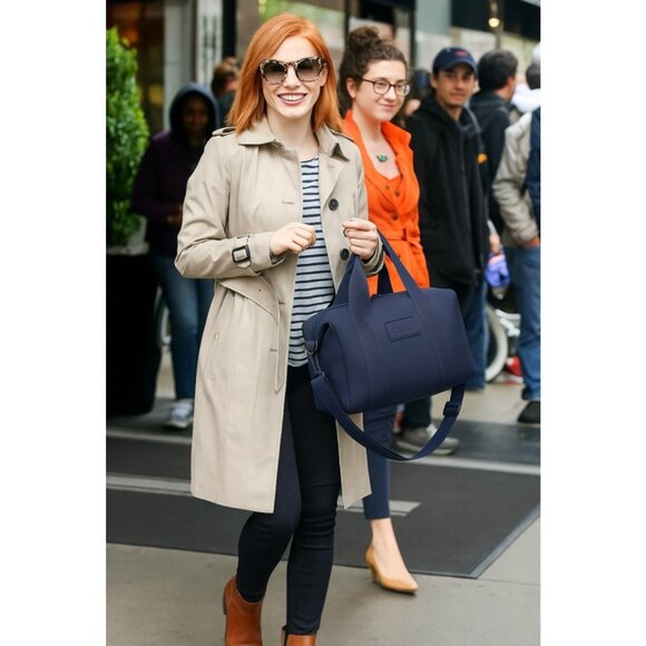 Dagne Dover Medium Landon Neoprene Carryall Bag Blue Duffle Trolley Sleeve Women - Picture 1 of 10
